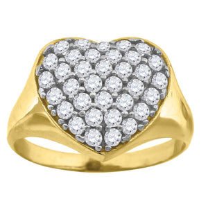 10kt Gold Womens Two-tone CZ Heart Band Ring