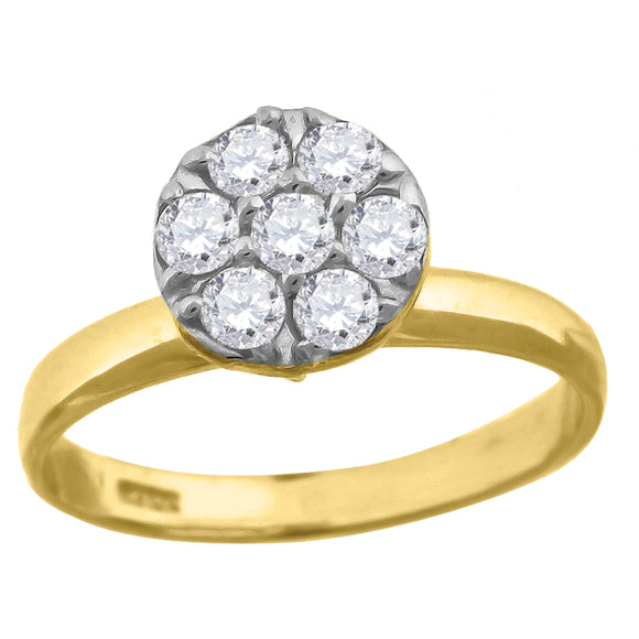 10kt Two-tone Gold Womens Round Cubic Zirconia Engagement Ring