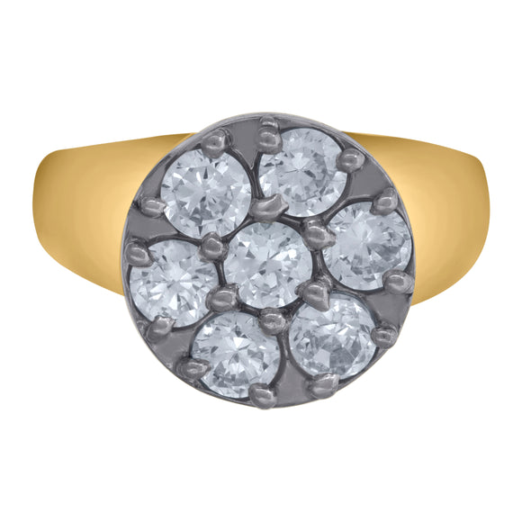 10kt Two-tone Gold Womens Round Cubic Zirconia Engagement Ring
