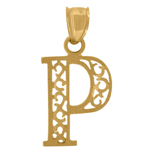 10kt Yellow Gold Unisex Initial Letter P Charm Pendant