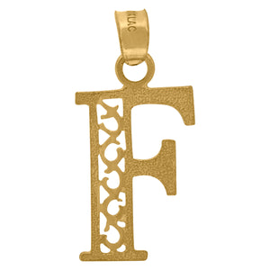 10kt Yellow Gold Unisex Initial Letter F Charm Pendant