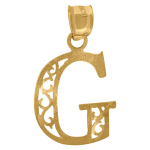 10kt Yellow Gold Unisex Initial Letter G Charm Pendant