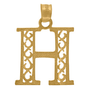 10kt Yellow Gold Unisex Initial Letter H Charm Pendant