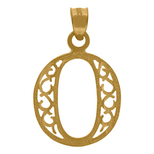 10kt Yellow Gold Unisex Letter O Initial Charm Pendant