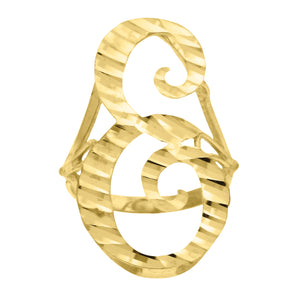 10kt Yellow Gold Womens Diamond-cut Initial Letter E Band Ring