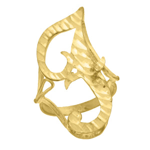 10kt Yellow Gold Womens Diamond-cut Initial Letter F Band Ring