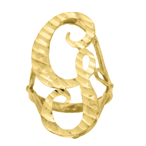 10kt Yellow Gold Womens Diamond-cut Initial Letter G Band Ring