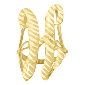 10kt Yellow Gold Womens Diamond-cut Initial Letter H Band Ring