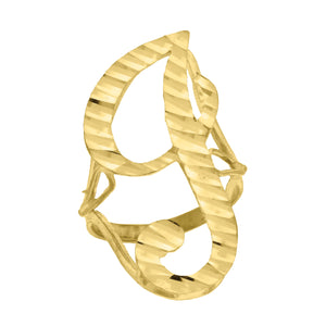 10kt Yellow Gold Womens Diamond-cut Initial Letter I Band Ring
