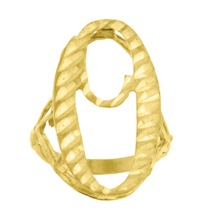 10kt Yellow Gold Womens Diamond-cut Initial Letter O Band Ring
