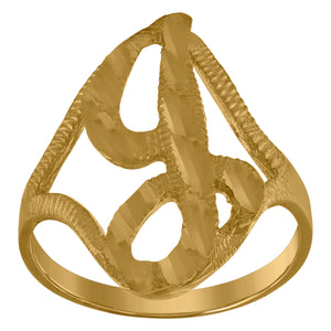 10kt Yellow Gold Womens Diamond-cut Textured Initial Letter J Band Ring