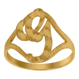 10kt Yellow Gold Womens Diamond-cut Textured Initial Letter G Band Ring