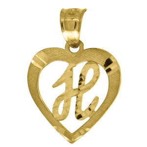 10kt Yellow Gold Womens Diamond-cut Heart Initial H Charm Pendant