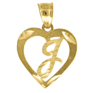 10kt Yellow Gold Womens Diamond-cut Heart Initial J Charm Pendant