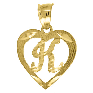 10kt Yellow Gold Womens Diamond-cut Heart Initial K Charm Pendant
