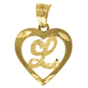 10kt Yellow Gold Womens Diamond-cut Heart Initial L Charm Pendant
