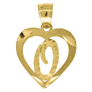 10kt Yellow Gold Diamond-cut Womens Letter O Ht:20.3mm x W:14.6mm Initial Charm Pendant