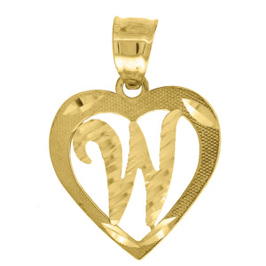 10kt Yellow Gold Diamond-cut Womens Letter W Ht:20.5mm x W:14.9mm Initial Charm Pendant