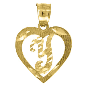 10kt Yellow Gold Diamond-cut Womens Letter Y Ht:20mm x W:14.7mm Initial Charm Pendant