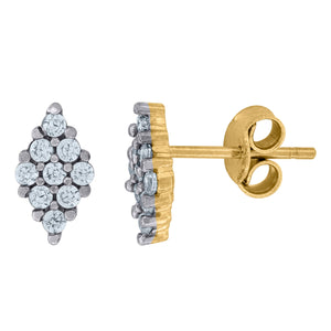 10kt Two-tone Gold Mens CZ Cubic Zirconia Stud Earrings
