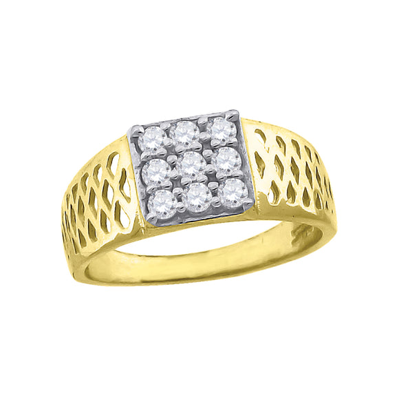 10kt Two-tone Gold Womens Cubic Zirconia Square Engagement Ring