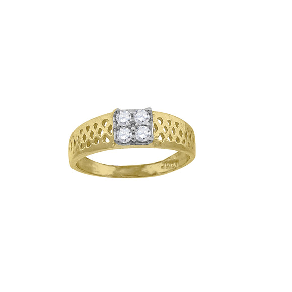 10kt Two-tone Gold Womens Cubic Zirconia Square Engagement Ring
