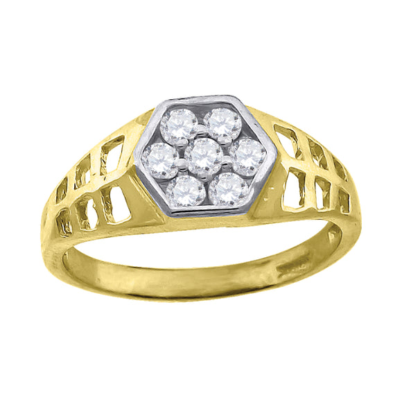 10kt Two-tone Gold Womens Cubic Zirconia Engagement Ring