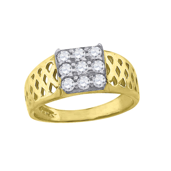 10kt Two-tone Gold Womens Cubic Zirconia Square Engagement Ring