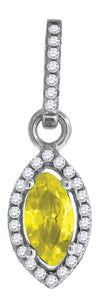 925 Sterling Silver Womens Yellow Cubic Zirconia Fashion Marquise Charm Pendant
