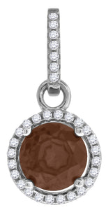 925 Sterling Silver Womens Brown Cubic Zirconia Fashion Round Charm Pendant