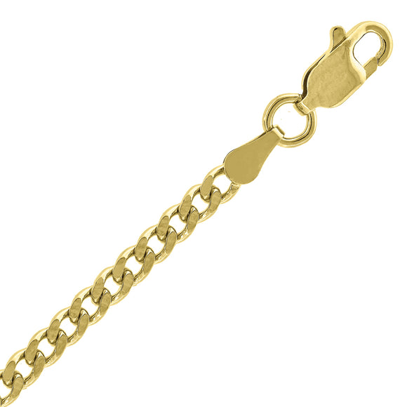 10kt Yellow Gold Unisex Solid Cuban Anklet 2.5mm 10 Inches