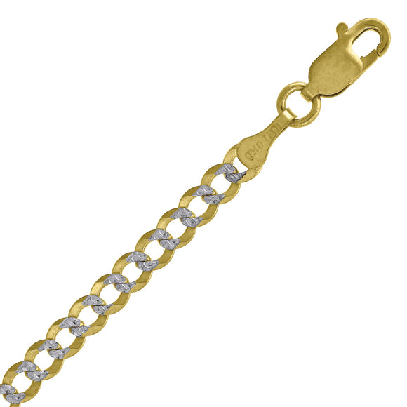 10kt Two-tone Gold Mens Solid Pave Cuban Anklet 3.6mm 10 Inches