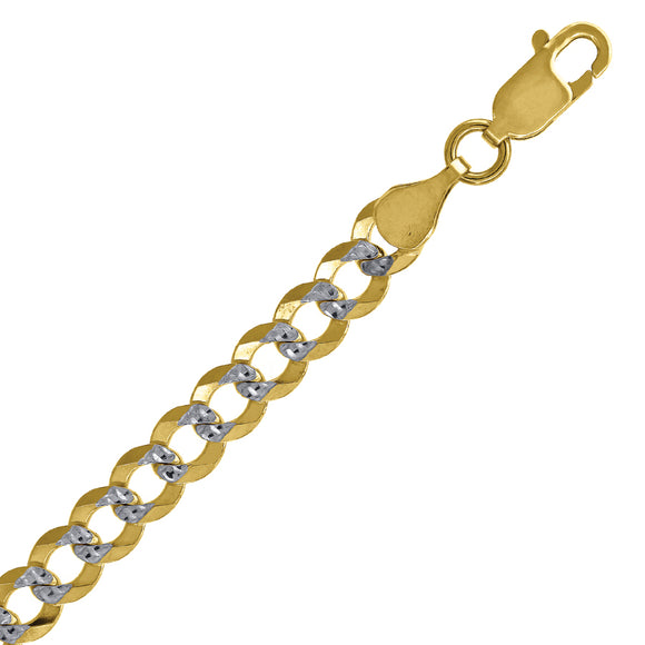 10kt Two-tone Gold Mens Solid Pave Cuban Anklet 4.7mm 10 Inches