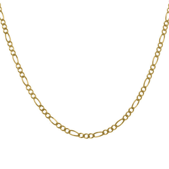 10kt Yellow Gold Mens Solid Figaro Anklet 2.0mm 10 inches