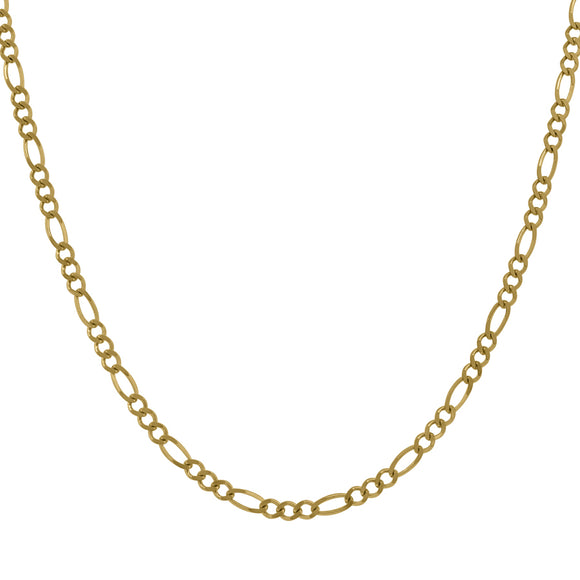 10kt Yellow Gold Mens Solid Figaro Anklet 2.5mm 10 inches