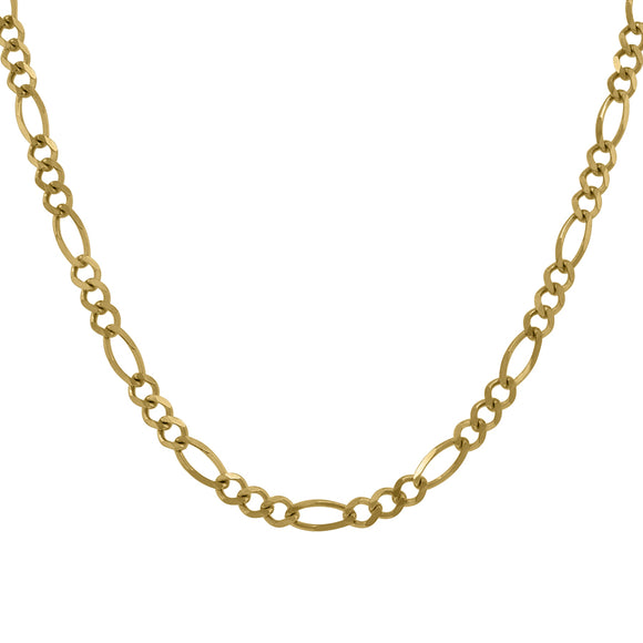 10kt Yellow Gold Mens Solid Figaro Anklet 3.5mm 10 inches