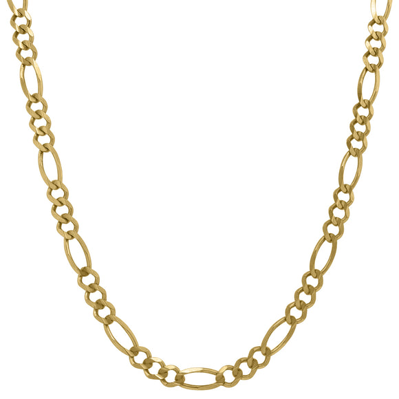 10kt Yellow Gold Mens Solid Figaro Anklet 4.5mm 10 inches