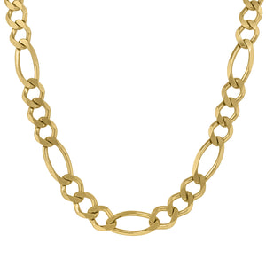 10kt Yellow Gold Unisex Solid Figaro Chain 9.0mm 30 inches