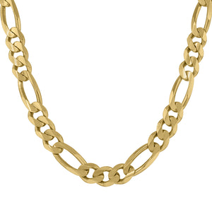 10kt Yellow Gold Unisex Solid Figaro Chain 11.5mm 30 inches