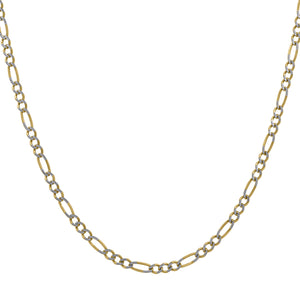 10kt Two-tone Gold Mens Solid Figaro Pave Bracelet 2.0mm 9 inches
