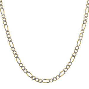 10kt Two-tone Gold Mens Solid Figaro Pave Anklet 2.5mm 10 inches