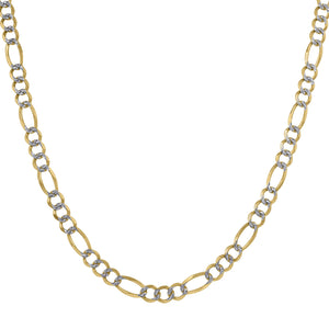 10kt Two-tone Gold Mens Solid Figaro Pave Anklet 4.5mm 10 inches