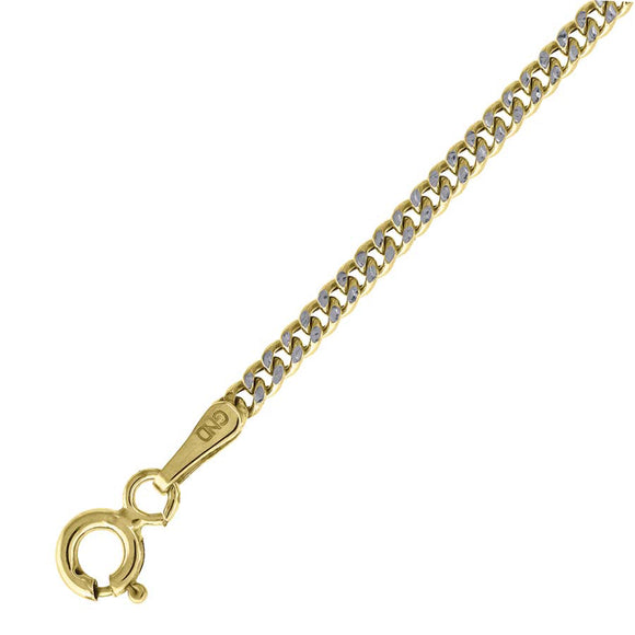 10kt Two-tone Gold Unisex Hollow Pave Cuban Anklet 2.2mm 10 Inches