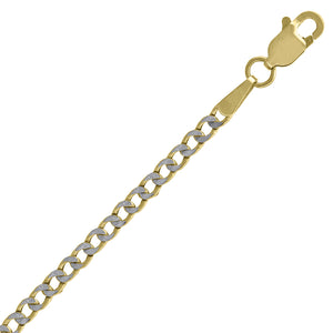 10kt Two-tone Gold Unisex Hollow Pave Cuban Chain 2.4mm 26 Inches