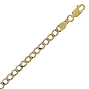 10kt Two-tone Gold Unisex Hollow Pave Cuban Chain 4mm 26 Inches