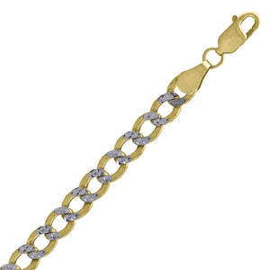 10kt Two-tone Gold Unisex Hollow Pave Cuban Chain 5mm 30 Inches