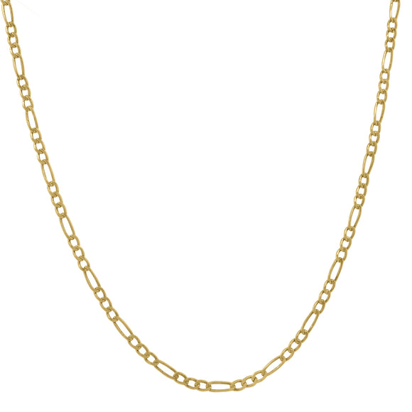 10kt Yellow Gold Mens Hollow Figaro Anklet 2.0mm 10 inches