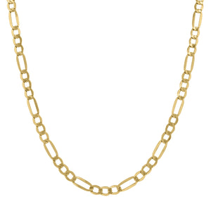 10kt Yellow Gold Unisex Hollow Figaro Chain 4.7mm 30 inches