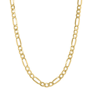 10kt Yellow Gold Unisex Hollow Figaro Chain 6.3mm 30 inches