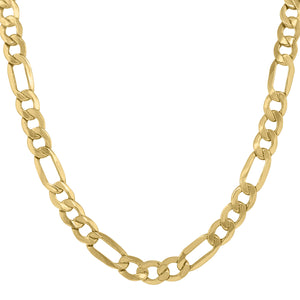 10kt Yellow Gold Unisex Hollow Figaro Chain 8mm 30 inches